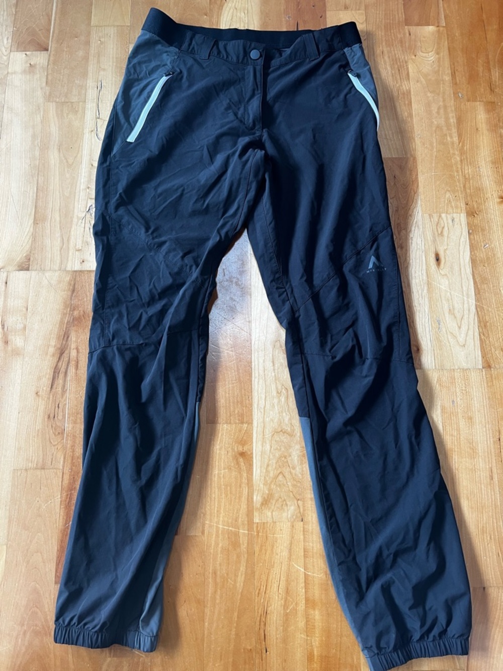 Black Lightweight Outdoor Pants with white Zipper Accents